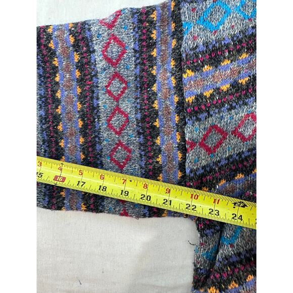 VTG Hunt Club Mens sz L Wool Knit Sweater Blue Gray Red Stripes Grandpa Academia - Picture 7 of 8